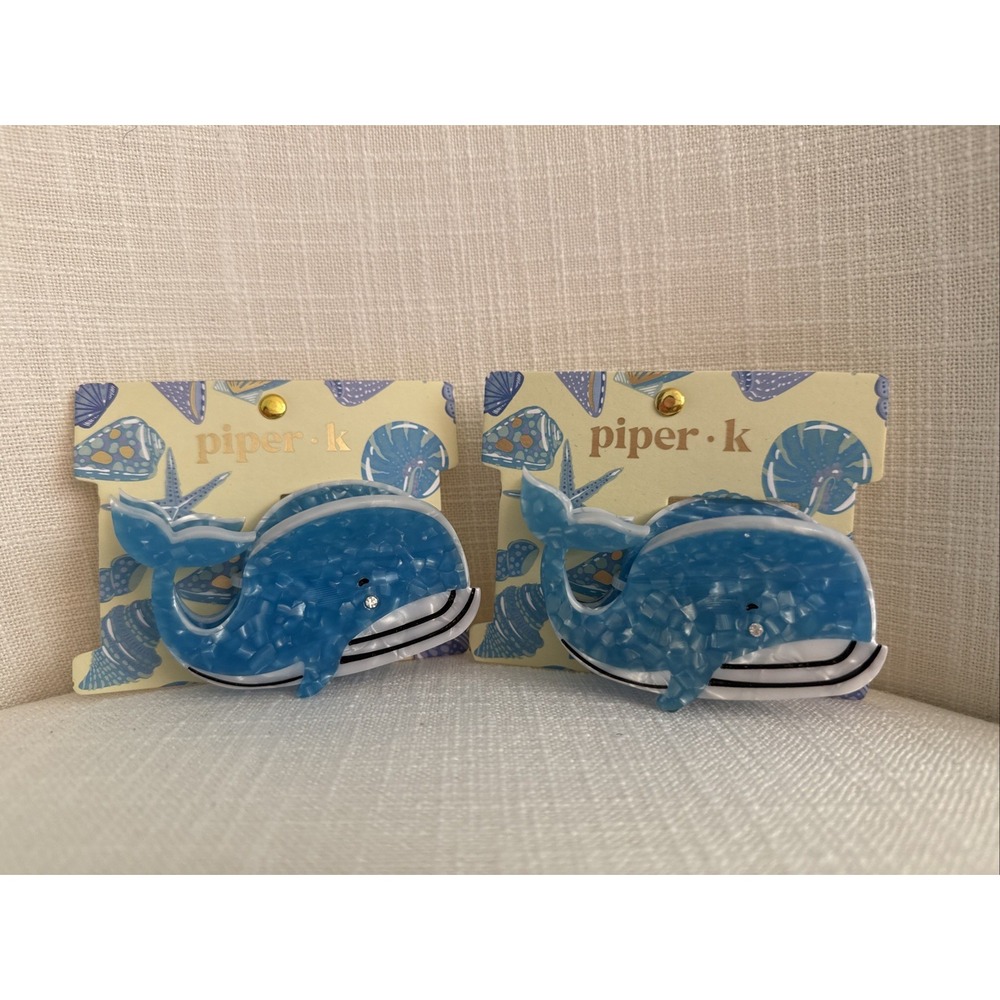 1‎ - Piper K Sparkling Blue Whale Jaw Clip - Fun Nautical Hair Accessory NWT
